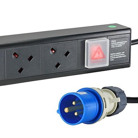 12 Way UK Socket Rack PDU Vertical with 16A Commando Plug