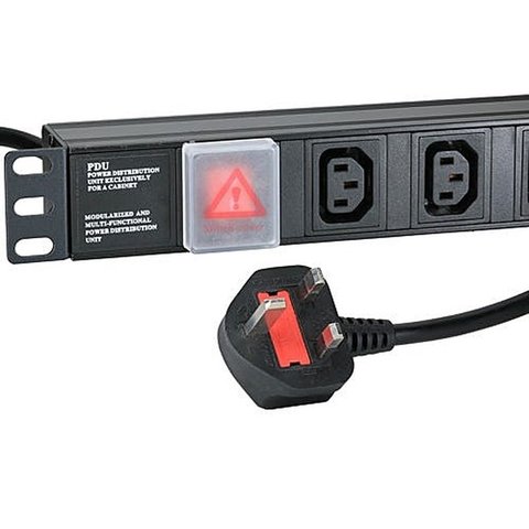 6 Way C13 Rack PDU Horizontal 1U with UK Plug
