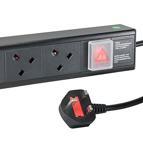 8 Way UK Socket Rack PDU Horizontal 1U with UK Plug