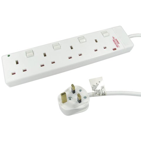 4 Socket Extension Lead Switched Surge Protected