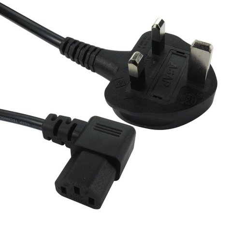 UK Mains Plug to Right Angled IEC C13 Kettle Lead