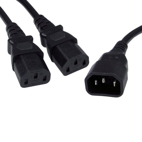C14 to 2x C13 Power Splitter Cable IEC Kettle Style