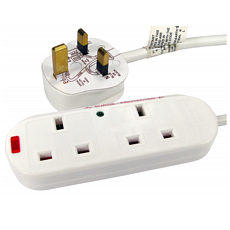 2 Way Mains Power Strip 2m Surge Protected