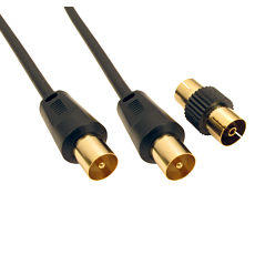 1m TV Aerial Cable Black Gold Plated Male to Male
