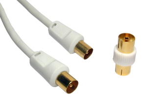 3m Digital TV Aerial Cable White Gold Plated Male to Male