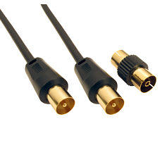 2m TV Aerial Cable Black Digital HD Compatible