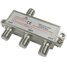 3 Way Satellite Splitter F-Type Coax