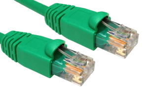 10m Snagless CAT5e Patch Cable Green 24 AWG