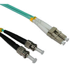 15m OM3 LC-ST 50/125 Fibre Optic Network Cable Aqua