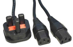 Volex UK to 2x IEC Mains Splitter Cable 2m