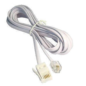 5m White BT M RJ11 M Crossover Modem Cable