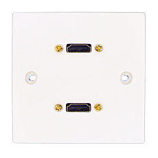 Dual HDMI Wallplate/Faceplate with 15cm Stub Cable