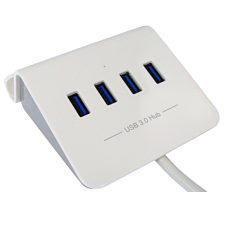 4 Port USB 3.0 Hub Rapid Charging OTG and Stand White